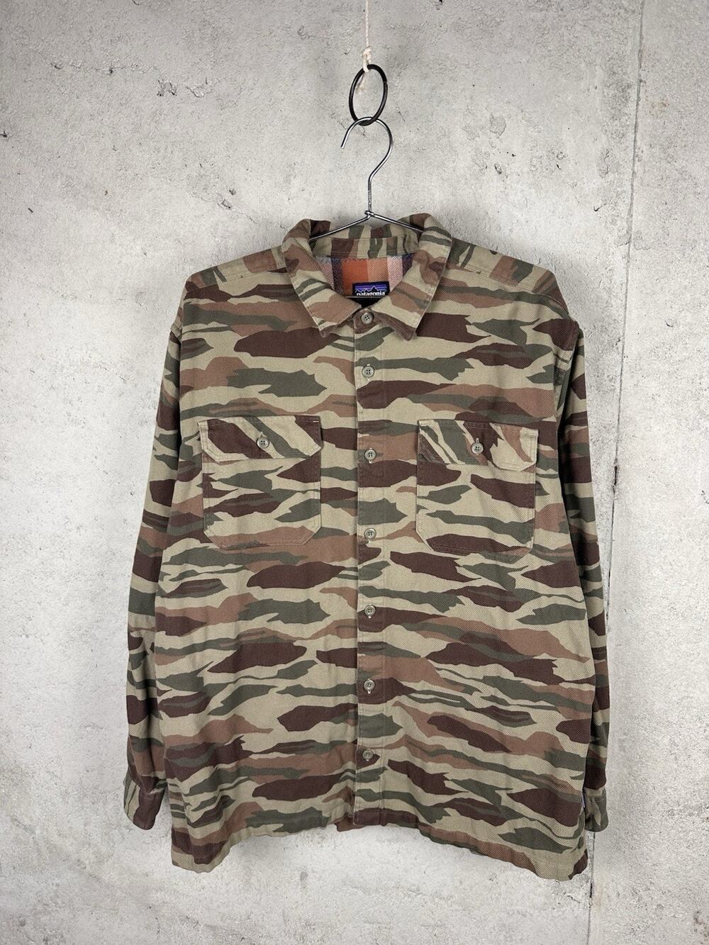 Patagonia Fjord Flannel Shirt Camo All Organic Cotton Men's Size XL Outdoor